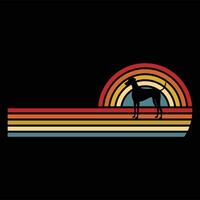 Retro Sunset Design with an American Foxhound Dog in Silhouette vector