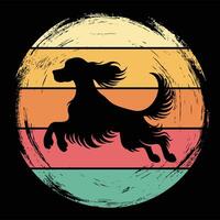 Retro Sunset Design with an Irish Setter Dog in Silhouette vector