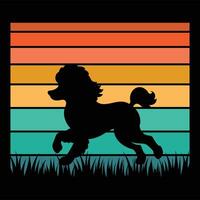 Sunset Silhouette of Toy Poodle Dog in Retro Style vector
