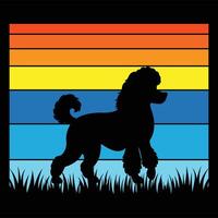 Retro Sunset Vibes with Toy Poodle Dog Silhouette vector