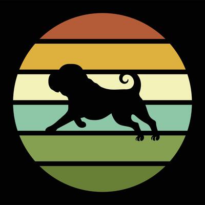 Shar Pei Dog Vintage Sunset Retro Background Artistic Silhouette Design
