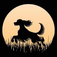 Vintage Irish Setter Dog in a Retro Sunset Scene vector