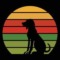 Retro Sunset Vibes with Coonhound Dog Silhouette in Style vector