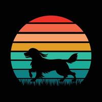 Wirehaired Pointing Griffon Dog Retro Sunset Silhouette Vintage Style Artwork vector