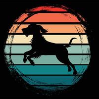 Sunset Retro Vibes with Spinone Italiano Dog Silhouette vector