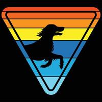 Retro Sunset Design with an English Setter Dog in Silhouette vector