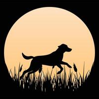 Chesapeake Bay Retriever in Retro Sunset with Vintage Background vector