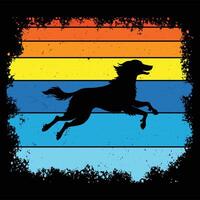 Retro Sunset Background with English Setter Dog in Silhouette vector