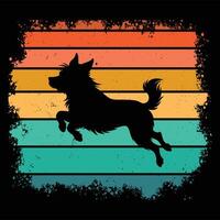 Retro Sunset Design with a Brussels Griffon Dog in Silhouette vector