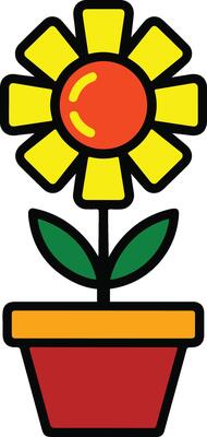 Minimalist Flower Tub Illustration