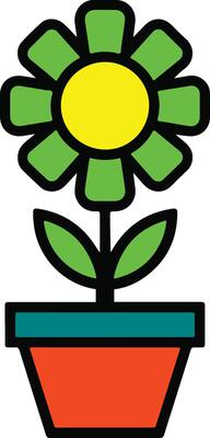 Beautiful Flower Tub Drawing Design