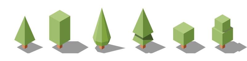 Isometric tree set. Tree isometric set elements. Isometric trees elements for landscape design. Park element set, vector