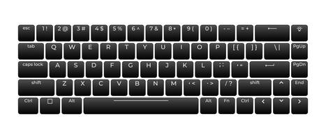 Computer keyboard button layout template with letters for graphic use. Modern computer keyboard illustration, vector