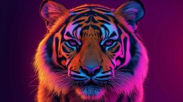 Colorful pop art tiger portrait showcasing vibrant hues and bold lines in a modern artistic style photo