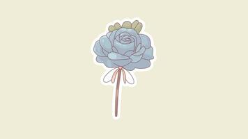 Blue Rose Animation Loop on Soft Beige Background in 4K video