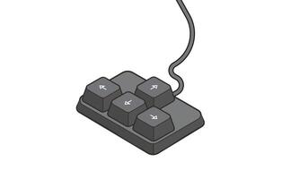 Keyboard control keys with arrow keys in simple isometric style vector