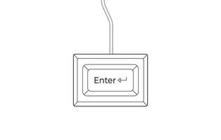 A drawing of a computer keyboard with the word enter on it vector