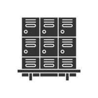 Locker room icon. filled flat sign for mobile concept and web design. Lockers and bench glyph icon. Symbol, logo illustration. graphics vector