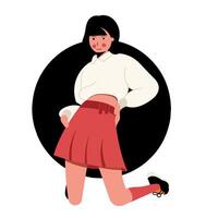 A girl in a skirt and white sweater vector