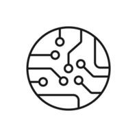 Circuit board icon. Simple outline style. Tech, microchip, circle, hardware, technology concept. Thin line illustration isolated on white background. vector
