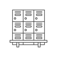 Locker room line icon. linear style sign for mobile concept and web design. Lockers and bench outline icon. Symbol, logo illustration. graphics vector