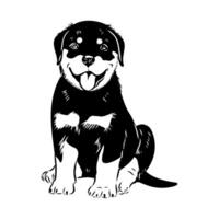 A black and white drawing of a puppy vector