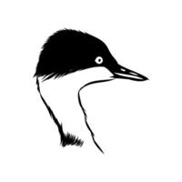 a black and white drawing of a duck's head vector