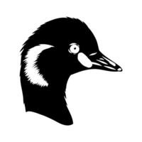 a black and white silhouette of a duck head vector