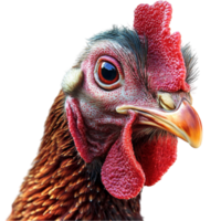 Close-Up of a Chicken's Head with Red Comb and Wattles png