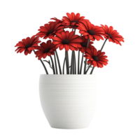 elegante vermelho flores dentro uma minimalista branco vaso png