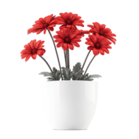 Red Flowers in a Simple White Vase png