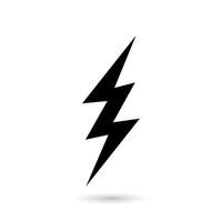 Sharp Black Lightning Bolt Icon with Subtle Shadow vector