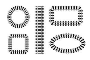 Collection of Circular, Straight, and Oval Railway Tracks vector