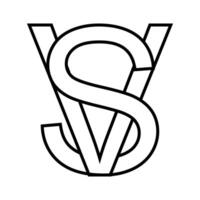 Logo sign sv vs icon, double letters logotype v s vector