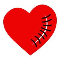 Red Heart with Stitches, Symbol of Healing and Recovery vector