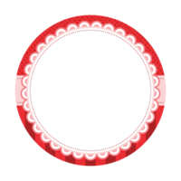 Elegant Red Circle Frame with Scalloped Lace Details and Polka Dot Accents for Sticker Label Tag Layer Base Background png