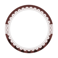 Simple Classic Delicate Brown Circular Sticker Layer Base Blank Background with Scalloped Border and Polka Dots png