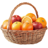 Apples and oranges basket with fruit png