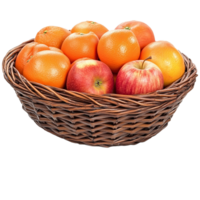 Apples in basket with oranges png