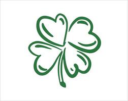 Patricks Day, Green Clover set on white, hand drawn illustrations. vector