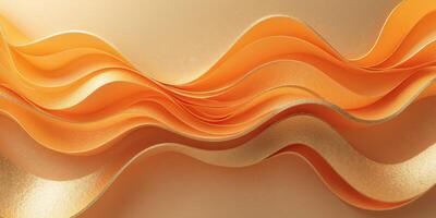 Abstract flowing orange and gold wave background with shimmering accents minimal design photo