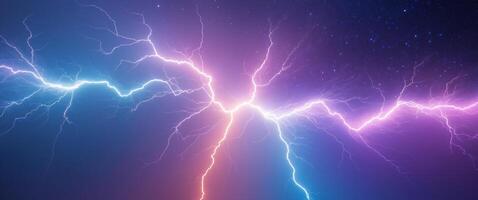 Electrifying gradient background with lightning effects and a starry night sky. photo
