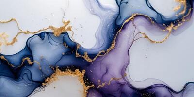 Abstract fluid art background with flowing ink textures and golden accents photo