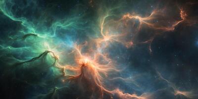 Cosmic nebula texture with vibrant colors and dark contrasts photo