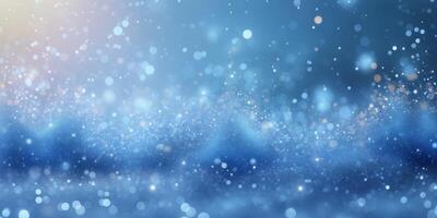 Blue Abstract Background with Sparkling Dust Particles. photo