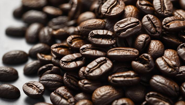 Roasted Coffee Beans Close Up Dark Brown Beans Texture