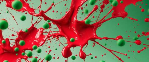 A colorful background with red splatters and green dots. photo