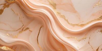 Abstract marble background with flowing lines and gold accents in peach tones elegant and smooth. photo