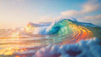Vibrant Waves with Dramatic Light and Color photo