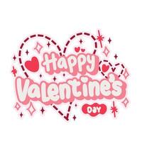 Valentine's Day Greeting Card Sticker Typography cute simple lettering heart line shape vector